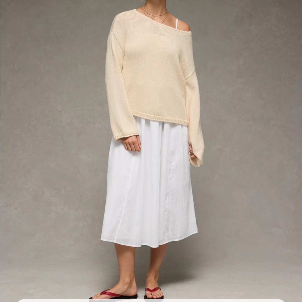 American Eagle Outfitters Cream Off-the-Shoulder Sweater